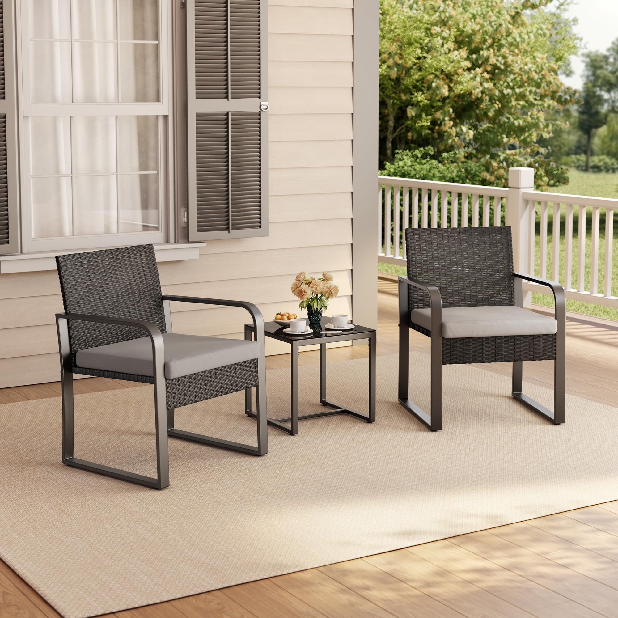 Aiho 3-Piece Outdoor Conversation Set - Gray