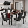 Aiho Dining Table with 6 PU Leather Chairs, Morden Kitchen Table Chairs Set for 6 Person, Perfect for Dining Room, Kitchen, Living Room, Marble