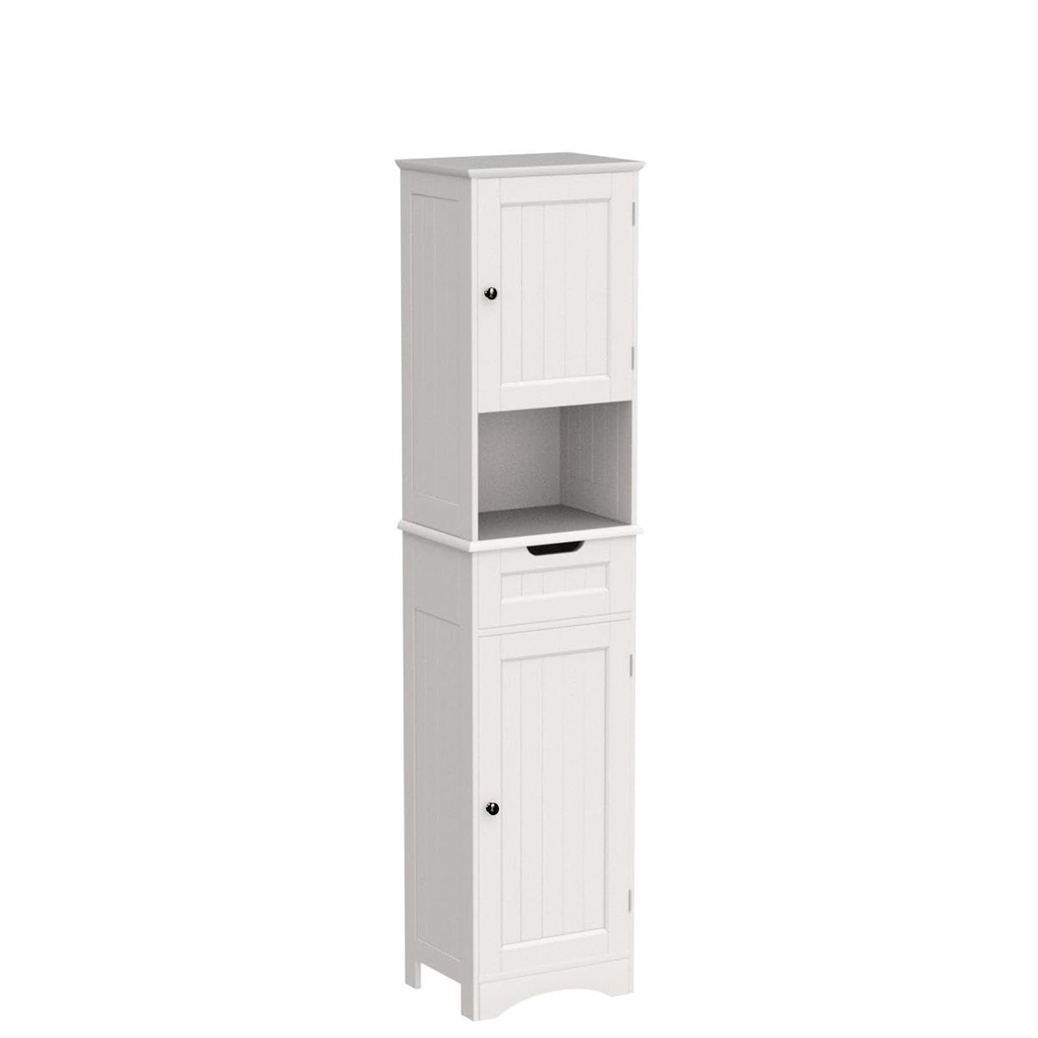 Aiho Bathroom Storage Cabinet, White Linen Cabinet, Narrow Tall Cabinet Storage Tower with Door ,Drawer and Open Storag