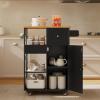 23.6" W Aiho Rolling Kitchen Island on Wheels with Spice Rack, Removable Tray, Drawers, Island Table for Kitchen with Adjustable Shelves, For Kitchen, Dining Room, Coffee Bar, White and Retro Tabletop
