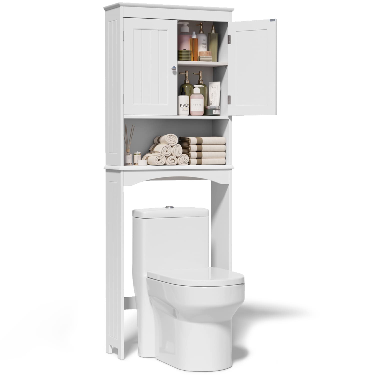 Over-the-Toilet Storage Cabinet with Adjustable Shelf, Aiho 66" Bathroom Space Saver Storage Cabinet, Freestanding